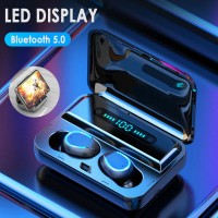 Mini Earphone Blue tooth 5.0 F9-5 TWS True Wireless Earphone LED Display Breathing Light 2000mAh Power Bank Headset